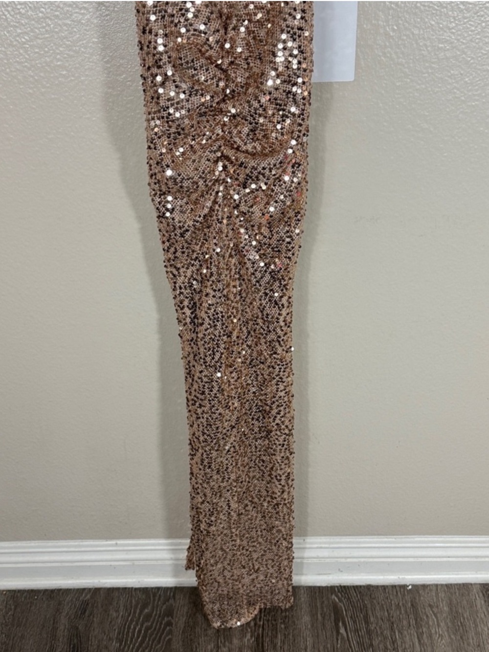 Delfi Collective Avelie Ruched Sequin Dress in Nude - Picture 6 of 15